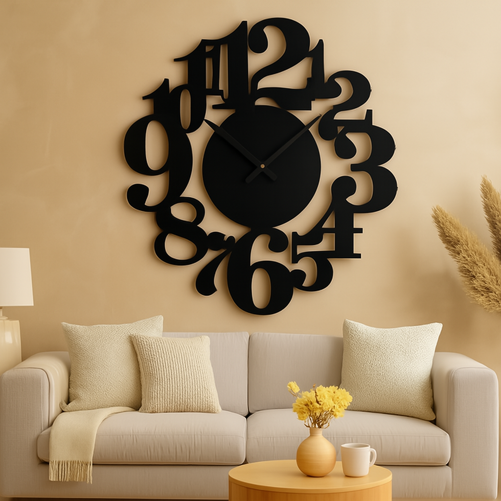 Large Wall Art Clock, DXF File for CNC