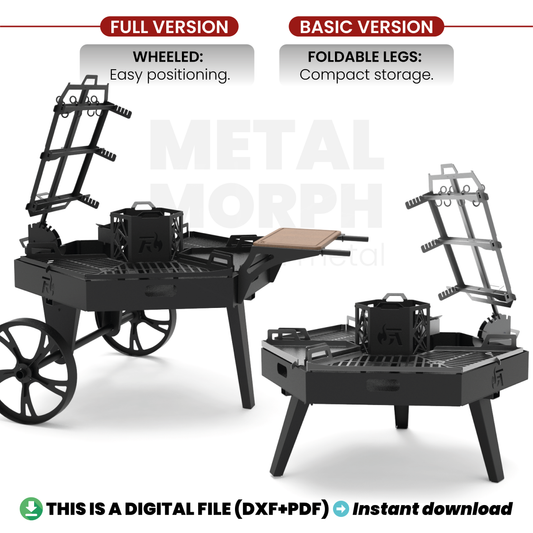BBQ Fire Pit Station, DXF+PDF Files for CNC
